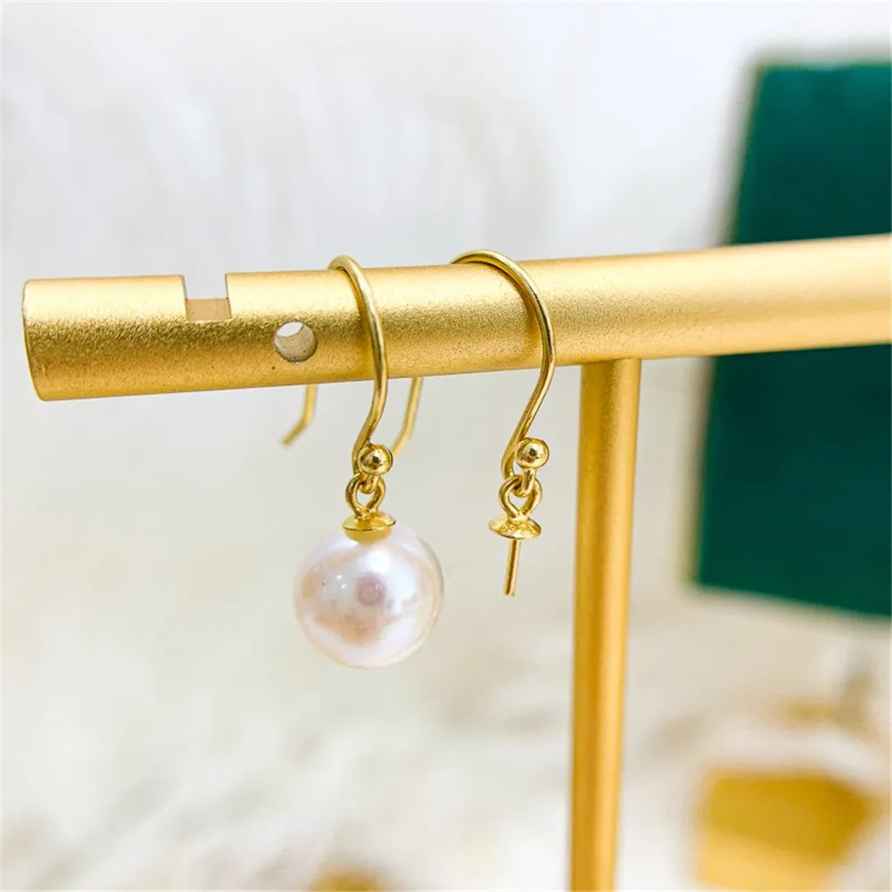 DIY Pearl Gadgets S925 Sterling Silver Stud Earrings Gold Silver Earrings Fit 7-11mm Round E012