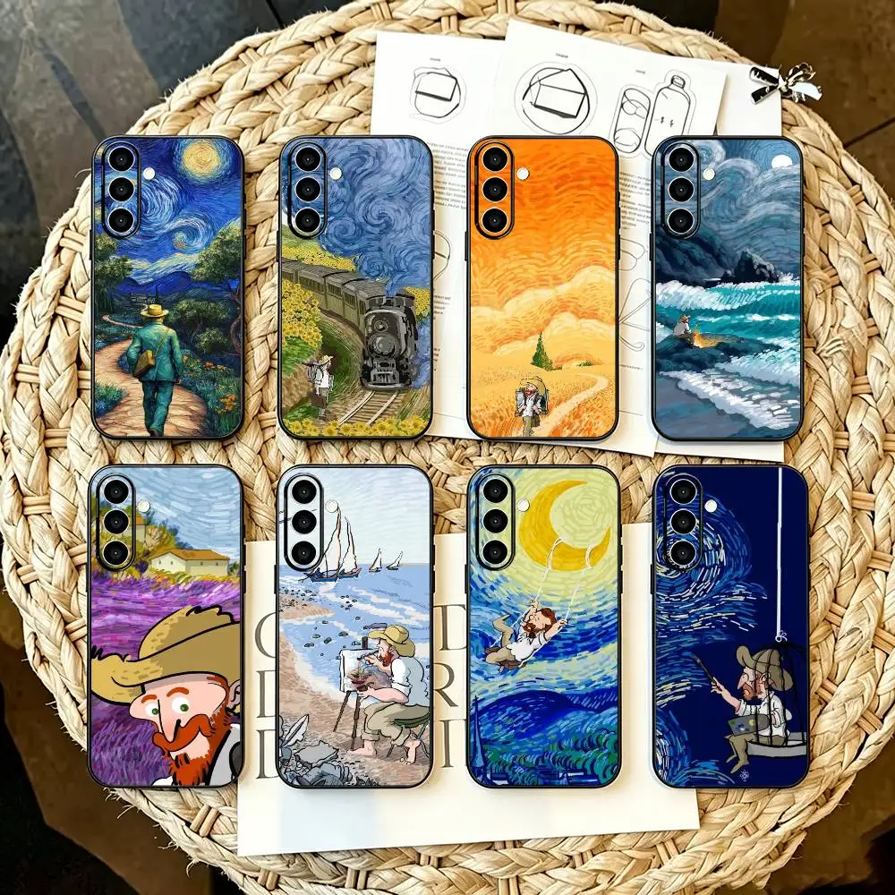 Starry Wander Van Gogh Phone Case For Samsung Galaxy A55 A35 A54 A53 A33  A52s A42 A32 A71  Black Cover