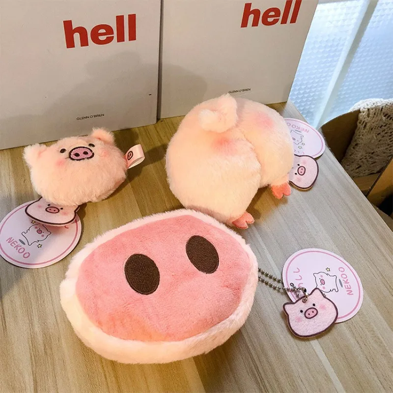 1 Piece Sweet Cartoon Piggy Coin Bag for Girl Pink Color Cute Animal Piggy Earphone Bag Portable Kawaii Keychain Storage Bag