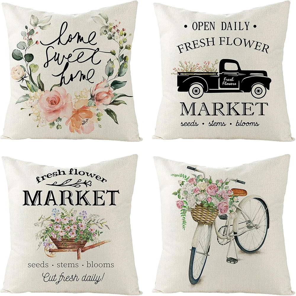 

Green Plant - printed Pillowcases, Fresh and Soothing DecorLiving room sofa cushion cover, bedroom room decoration