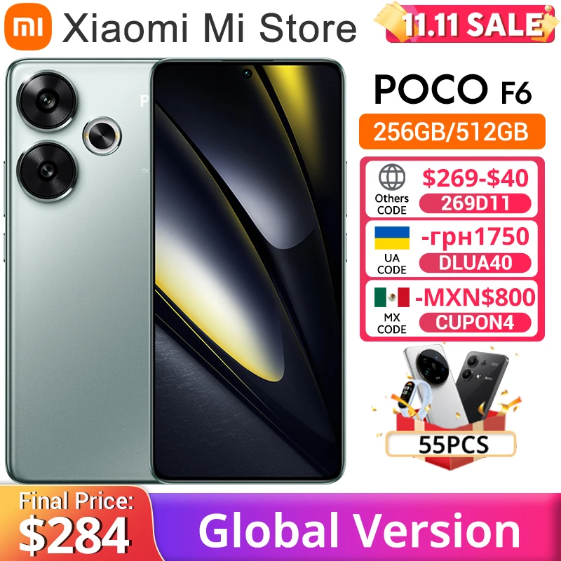 POCO F6 5G Global Version Cellphone 120Hz Flow AMOLED display 90W turbo charging 50MP camera system with OIS Snapdragon 8s Gen 3