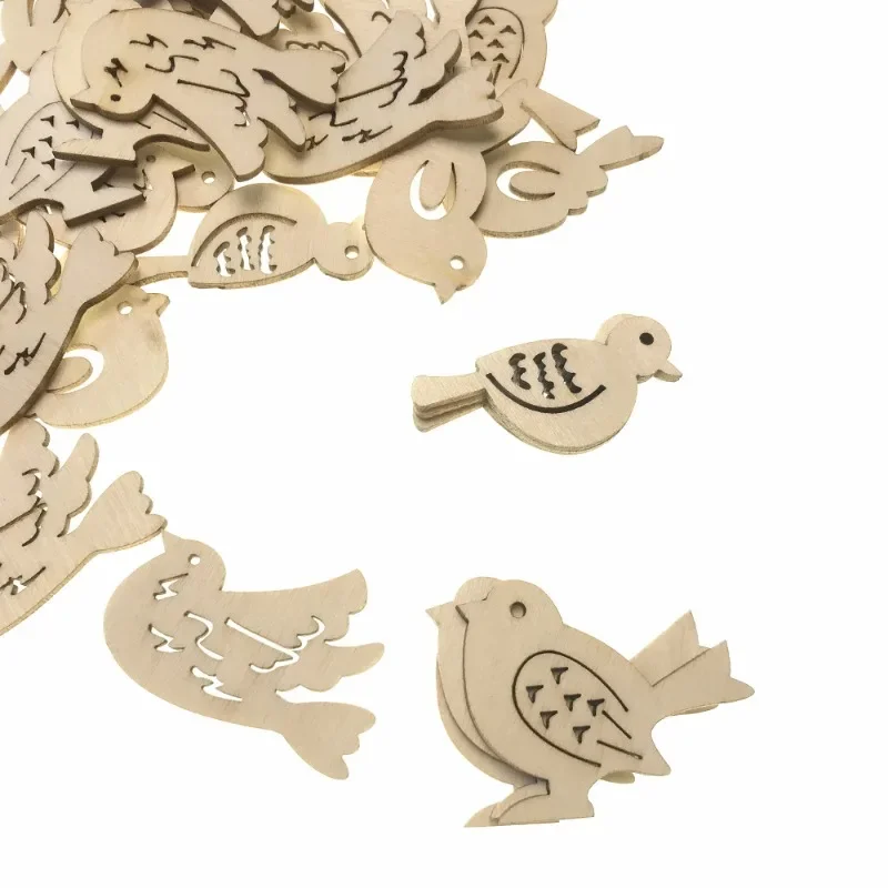 50pcs Wooden Bird Pattern DIY  - огляд і ціна Embellishments For Scrapbooking