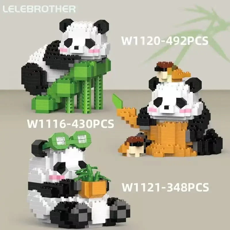 Fashion Cute Mini Panda Micro Building Blocks 3D Diamond Model Animals Bricks DIY City Construction Toys for Children Kids Gift