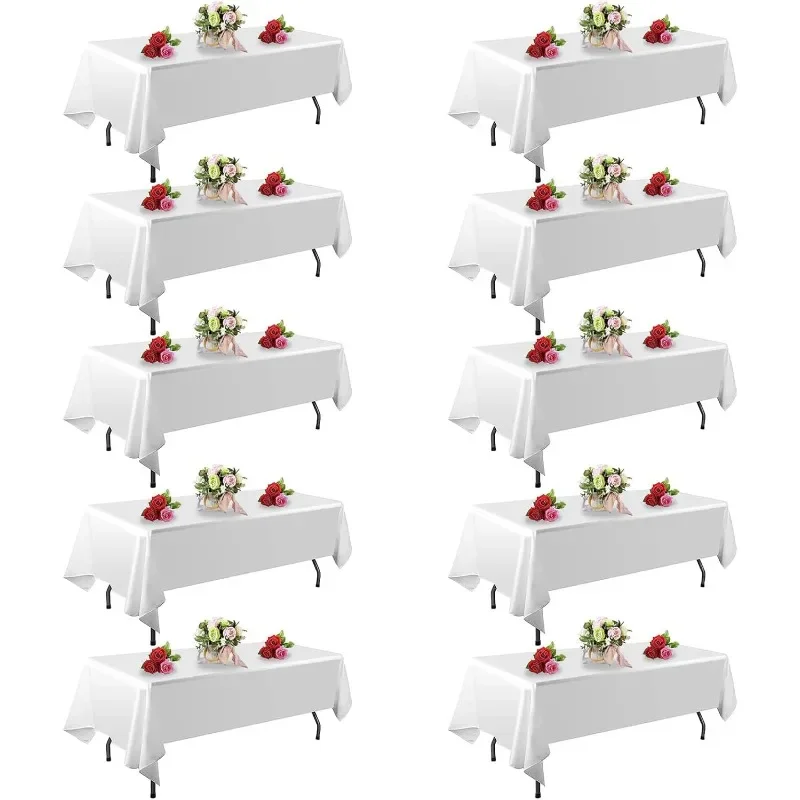 home.10 Pack White Table Cloth Rectangle Table 60 x 102 Inch Tablecloths for 6 Foot Rectangle Tables. Stain and Winkle Resistant