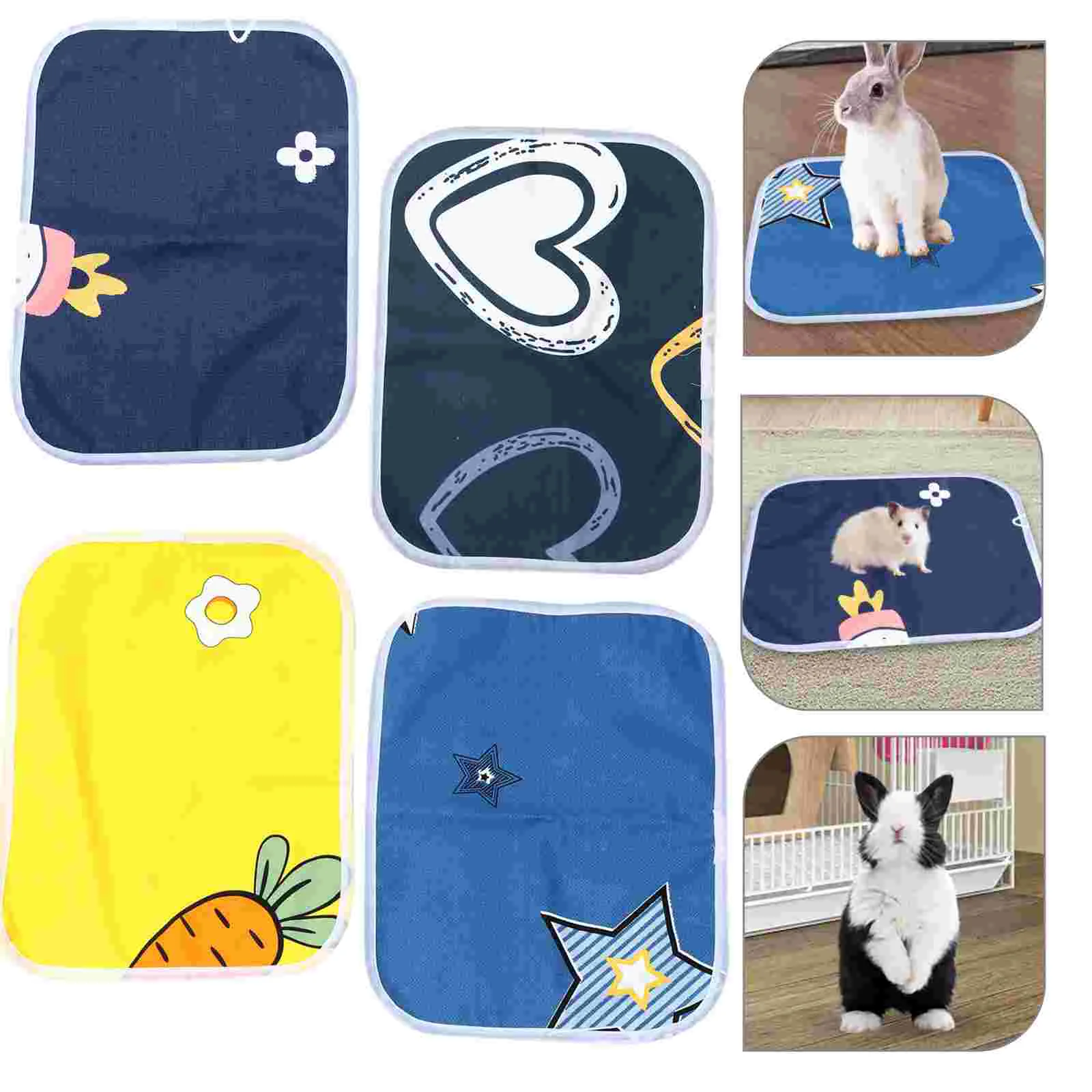 

4 Pcs Guinea Pig Pad Cage Liner Pee Pads Washable Small Pets Bedding for Pigs Hamster