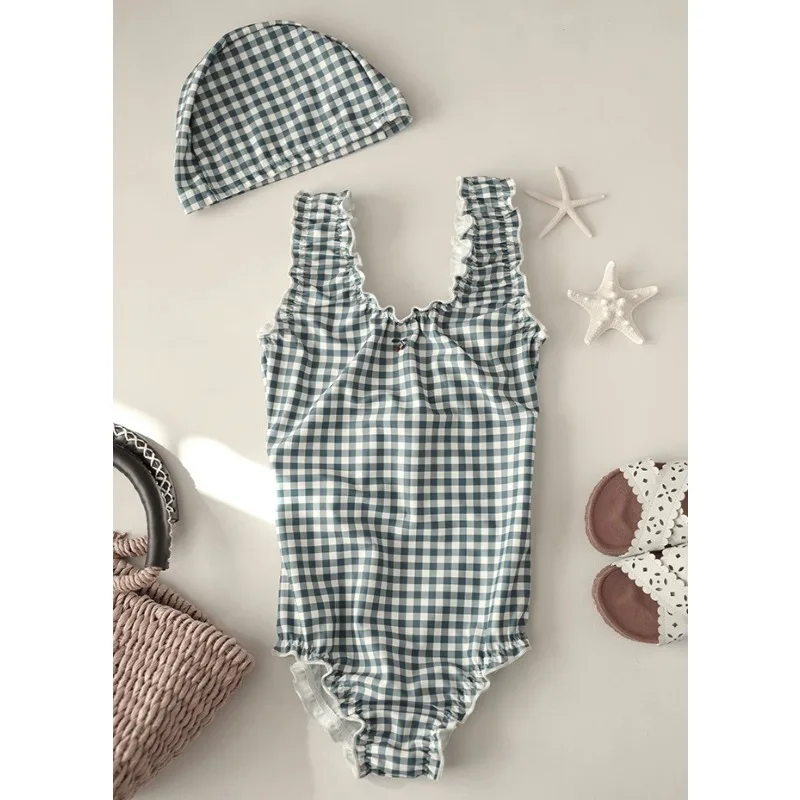2026 New Girls Swimwear Quick Dry UPF 50+ Long Sleeve One Piece Swimwears Tankini Floral Ruffle Beach Set Children Bathing Suit