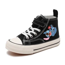 Girl Boys Kids Canvas Shoes Casual Cartoon Lilo Stitch Sport Shoes Children Fashion Print Shoes  white blackTennis Shoes 1030