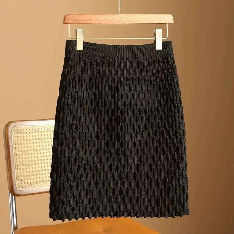 Autumn and Winter New Loose and Slimming Casual Versatile Knitted Base Elegant Skirt Covering Buttocks A-line Skirt for Women