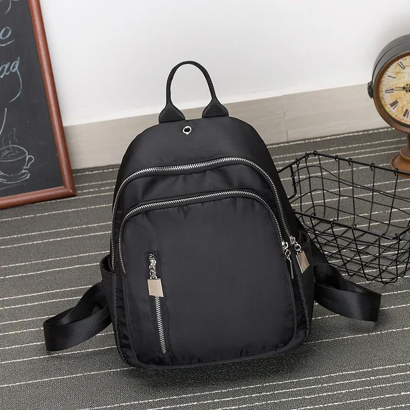 

New Double Shoulder Backpack Women Casual School Bag Outdoor Oxford Cloth Zipper Travel Lady Bags Teenage Youth Black Backpacks