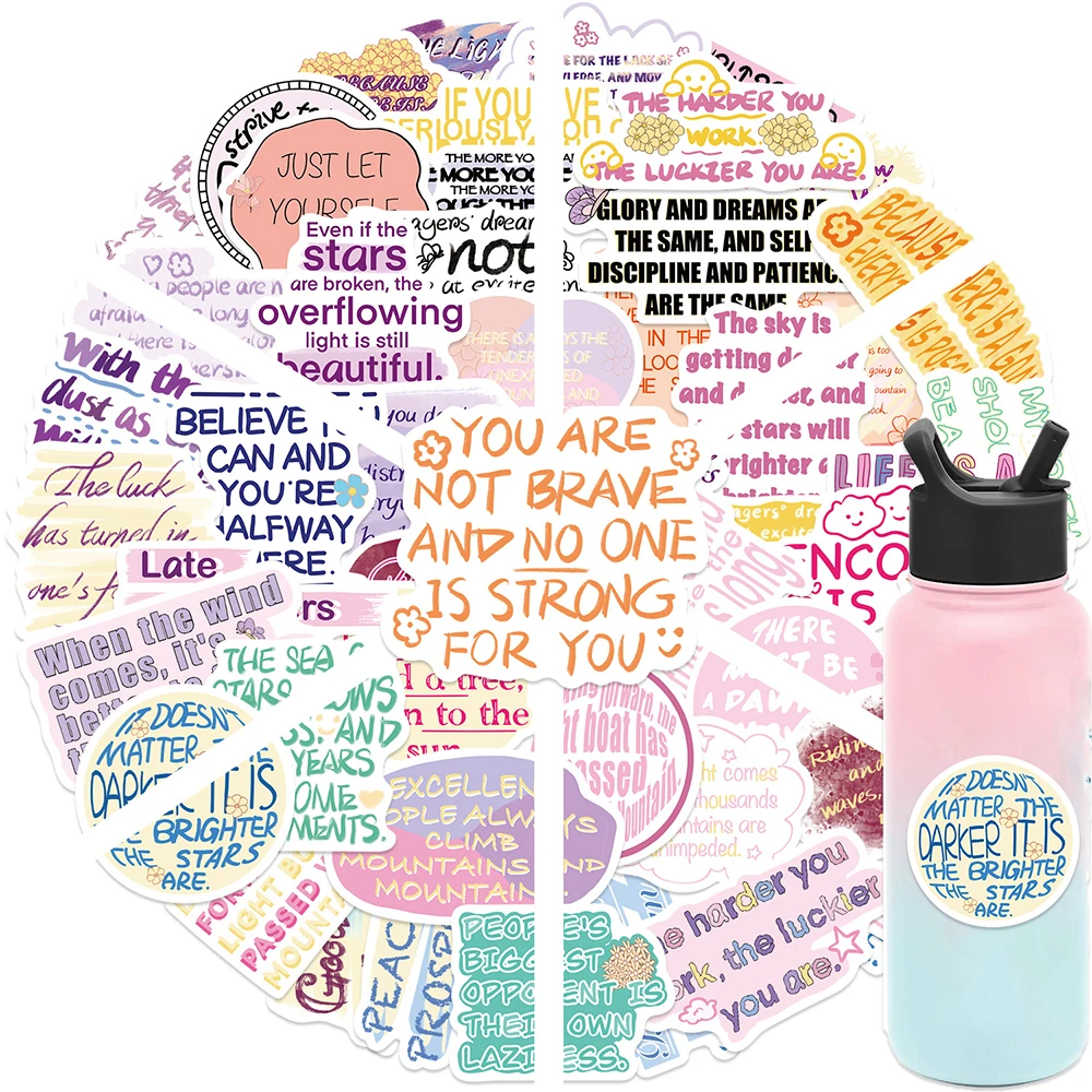 

10/30/50pcs Cartoon Motivational English Phrases Aesthetic Stickers Cute Decals Toy DIY Skateboard Laptop Funny Graffiti Sticker
