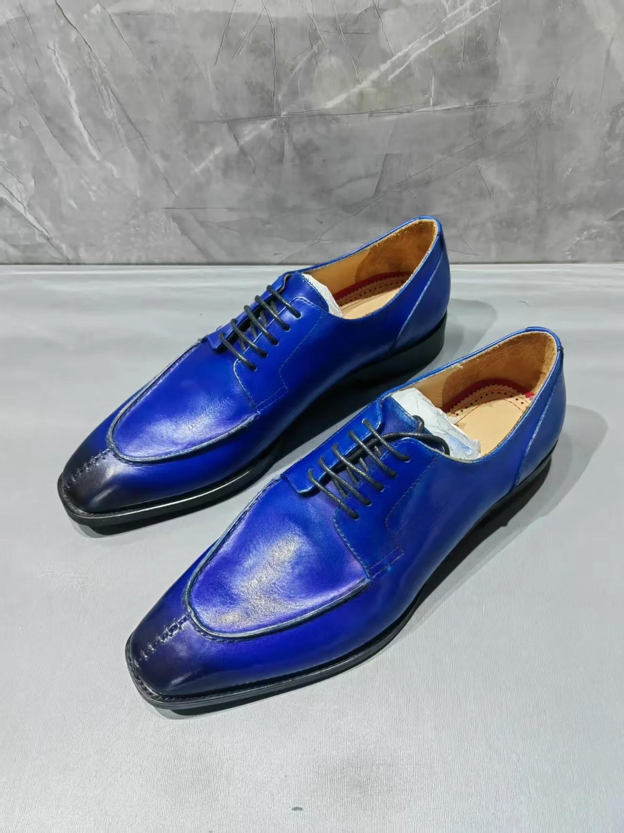 

Luxurious Handcrafted Men’s Blue Leather Loafers Stylish Slip - On Dress Shoes for Formal Casual Occasions Comfortable Fashion