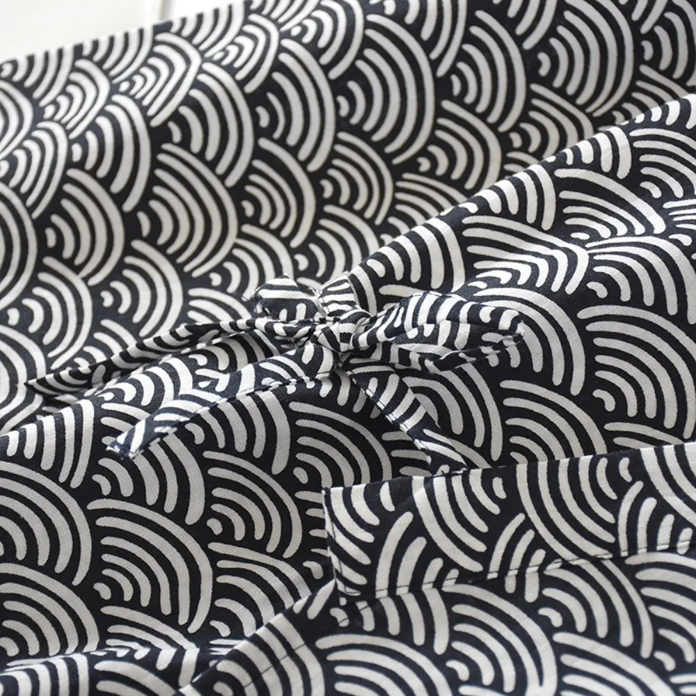 Nightdress V-Neck Men's Kimono Bathrobe Loose Long Sleeve Kimono Pajamas Thin Print Men's Hooded Robe for Spa