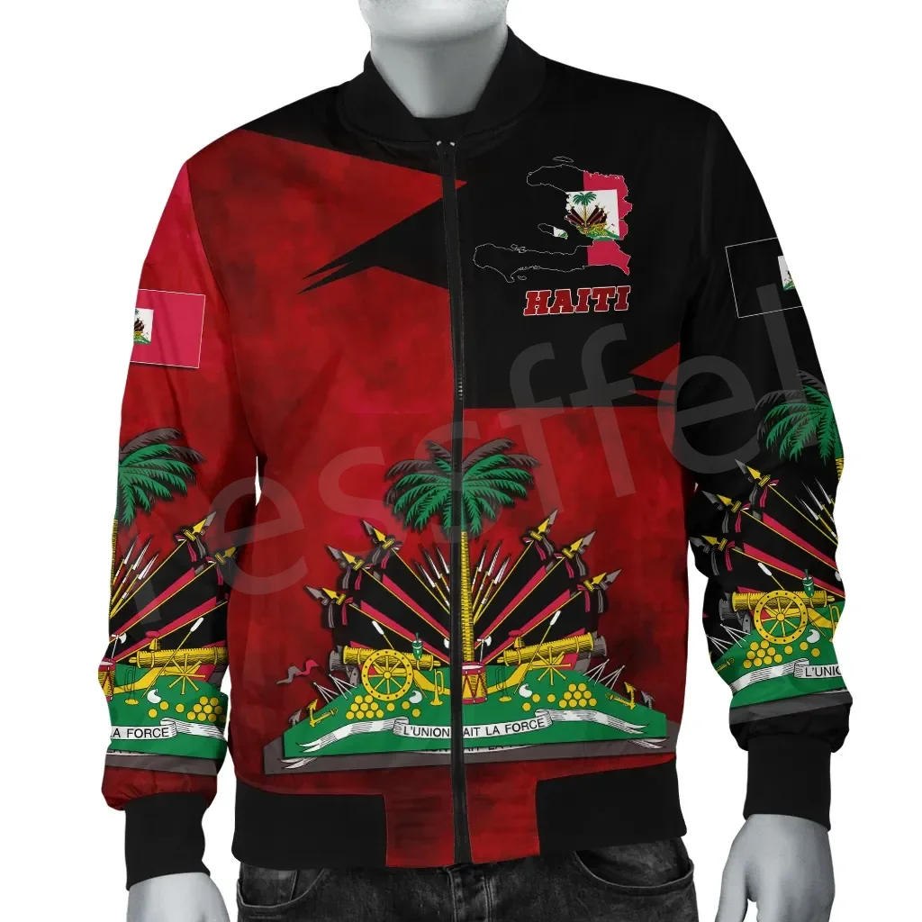 Newest Country Culture Caribbean Sea Haiti Island Retro 3DPrint Streetwear Winter Funny Windbreaker Warm Coat Bomber Jacket X1