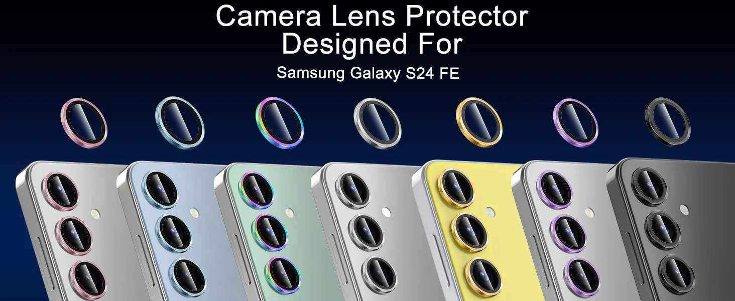 

For Samsung Galaxy S24 FE Camera Lens Protector, Individual Metal Ring Tempered Glass Lens Cover, [Strong Adsorption] Scratch Re