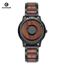 EUTOUR-Men's Solid Wood Magnetic Watch Luxury Sports Quartz Waterproof Watch Original Fashion Business Casual Watch
