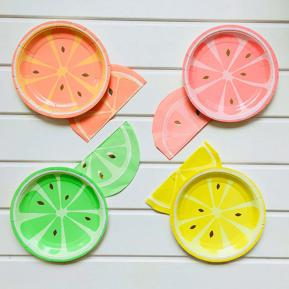 

16 Pcs Lemon Napkin Birthday Tableware Cocktail Paper Fruit Dinner Napkins Coasters Disposable Citrus
