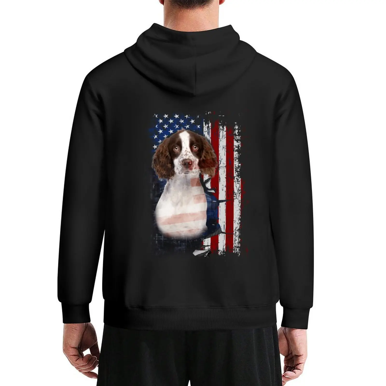 

English Springer Spaniel America Flags Hoodie fashion men anime clothes aesthetic clothing japanese style man hoodie