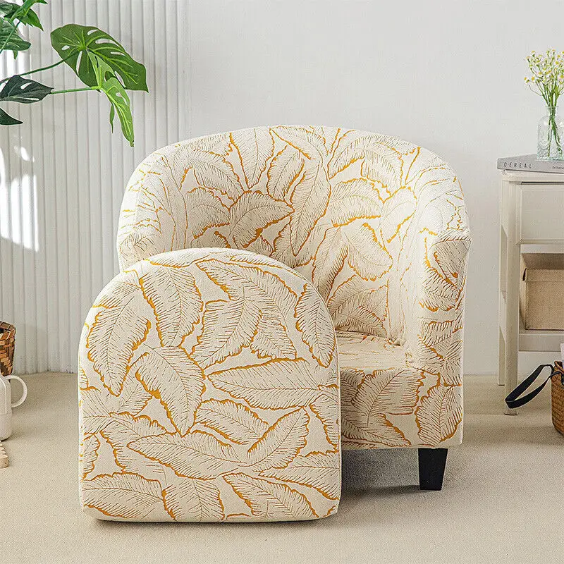 

Stretch Chair Covers Leaves Jacquard Elastic Single Half Club Round Armchair Cover Sofa Slipcovers Furniture Protector New