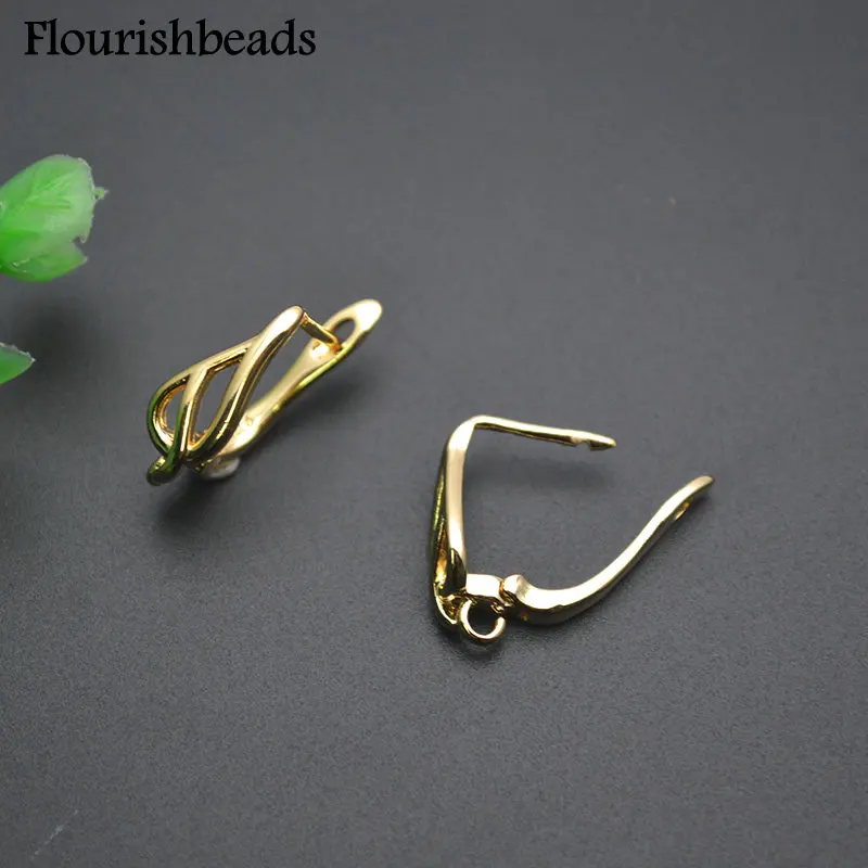 30pc Anti-rust Metal Brass 18k Gold Rhodium Color Torch Shape Leverback Earring Hook Clasps for Jewelry Making