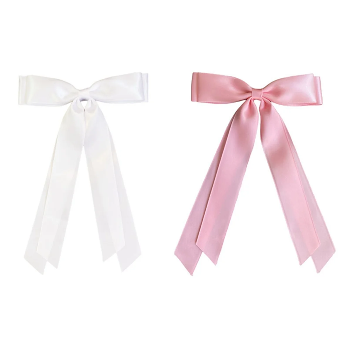 2Pcs Hair Bows for Women,Bow Hair Clips Barrette with Long Silky Satin Hair Ribbons for Women