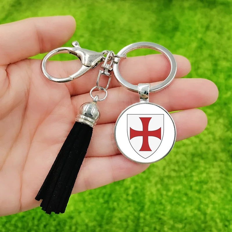 سلسلة مفاتيح فرسان كلاسيكية سلسلة مفاتيح مزودة بشراشيب حقيبة مفاتيح متدلية مع شعار الماسونية الماسونية رمزًا للزجاج مناسبة للرجال والنساء #5