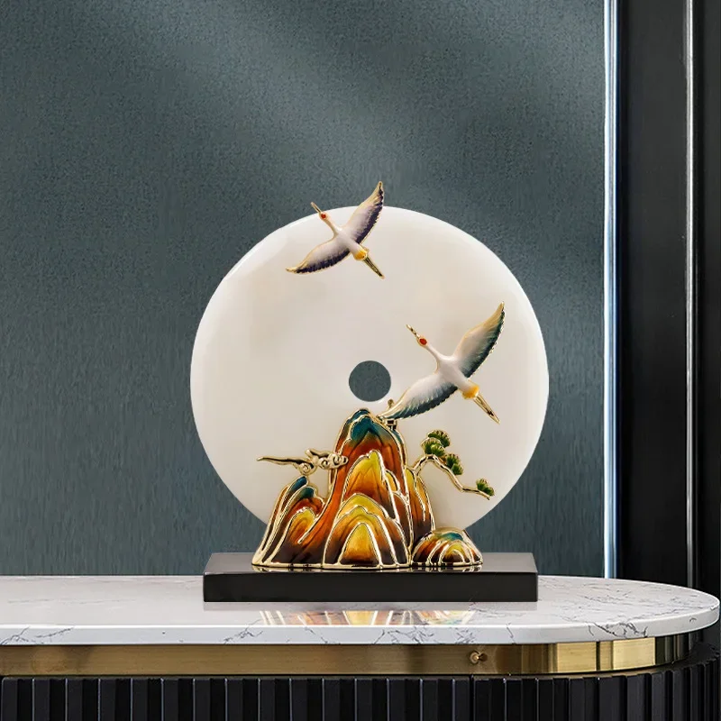High-end enamel color, safety buckle ornament, new Chinese living room wine cabinet, Bogu rack decoration