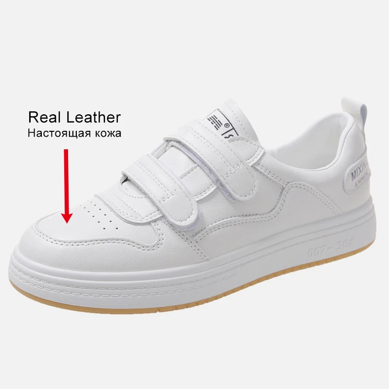 JOZHAMTA Size 35-40 Women Sneakers Real Leather Fashion Platform Shoes For Women White Lace-Up Pumps Low Heels Baskets Trainers