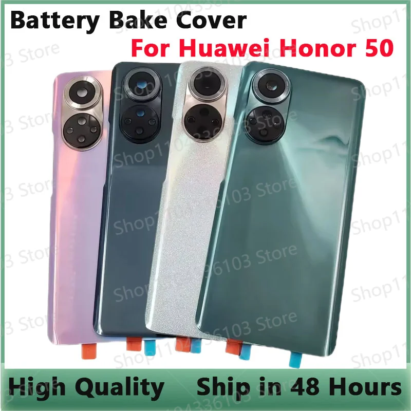 

6.57" For Huawei Honor 50 Glass Battery Cover honor50 Rear Door Panel Housing Case with Camera Lens + Sticker Adhesive