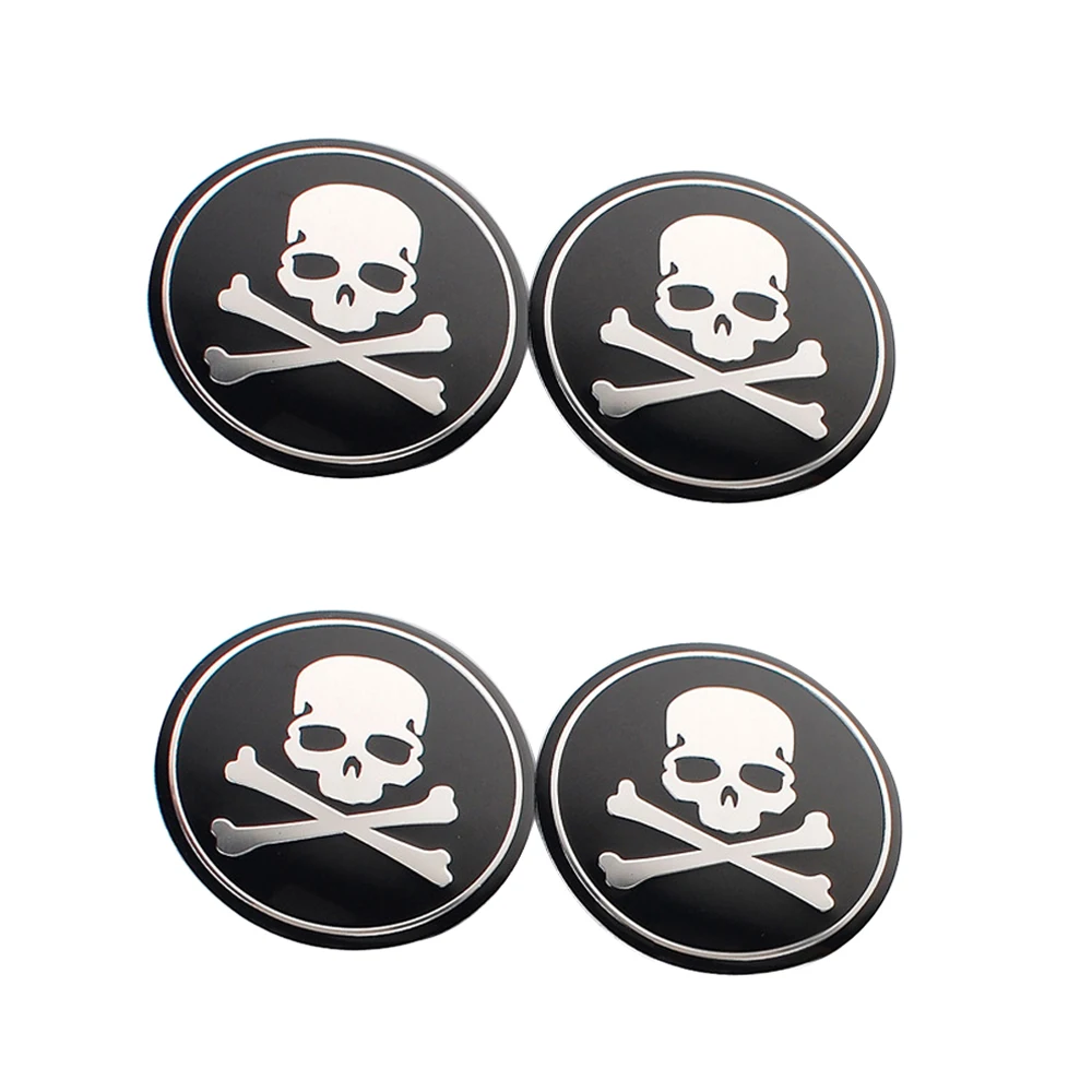 4pcs Universal Car Tire Decorative Cover Car Skull Styling Wheel Center Cover Car 56mm Rim Center Caps Auto Exterior Accessories