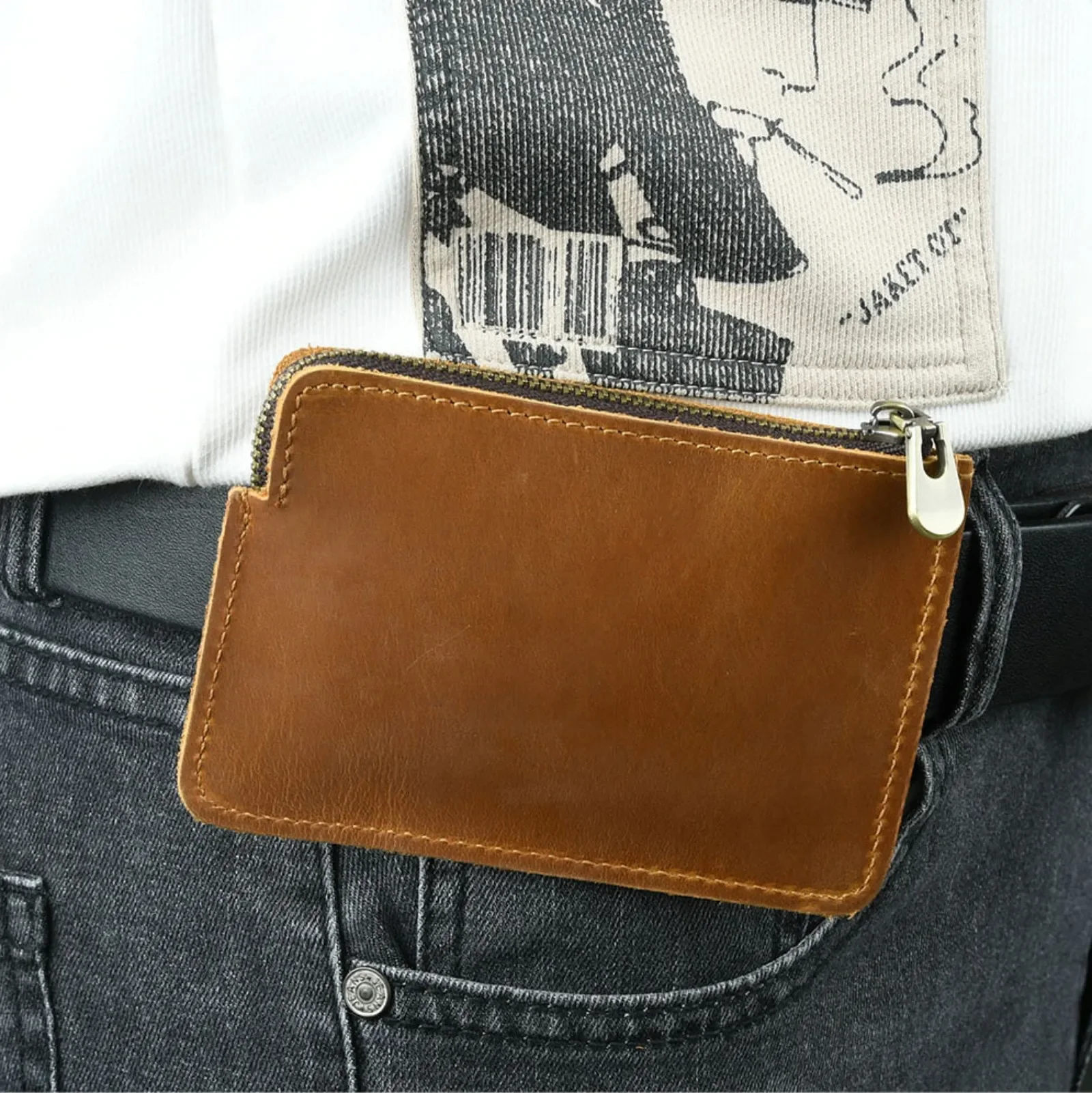 حقيبة خصر جلدية عتيقة حزمة فاني صغيرة، حقيبة حزام محمولة حقيبة بطاقات محفظة صغيرة للسفر والمشي لمسافات طويلة والجري وركوب الدراجات #5