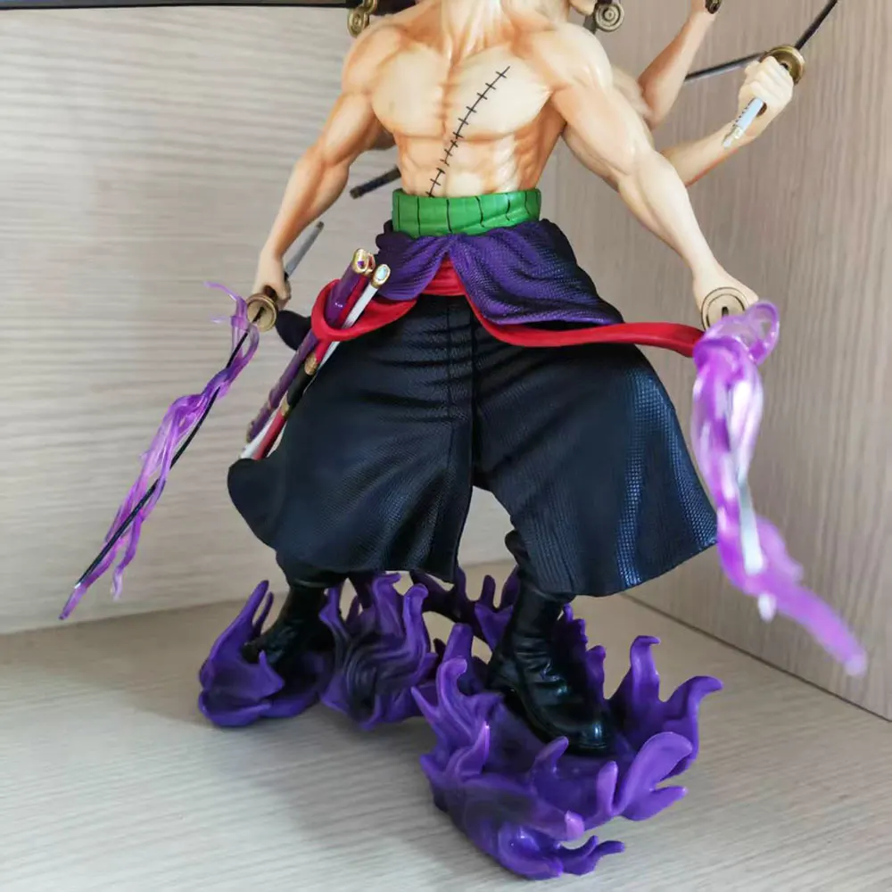 Anime de una pieza, 24 cm, estilo de nueve hojas, Roronoa Zoro, nueve cuchillos, estatua coleccionable, modelo, figura, adornos, regalos