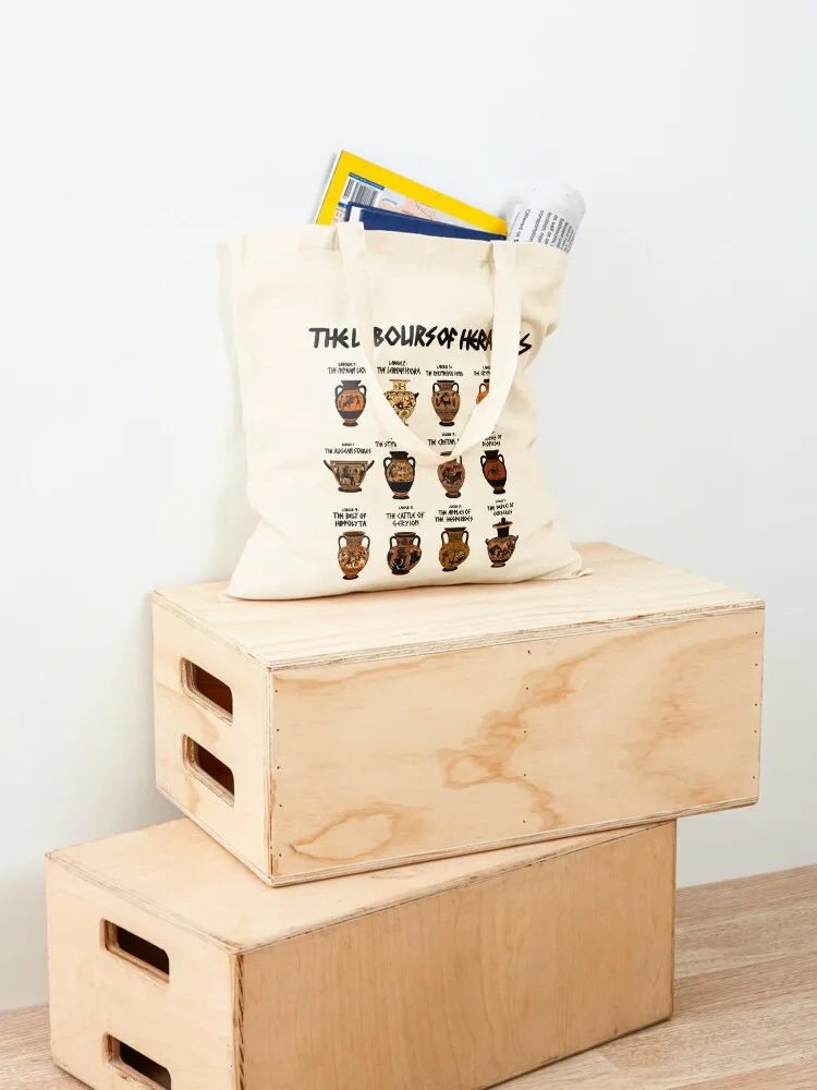 The twelve labours of Hercules on Greek pottery Tote Bag bag luxury women Beach bag Big supermarket folding