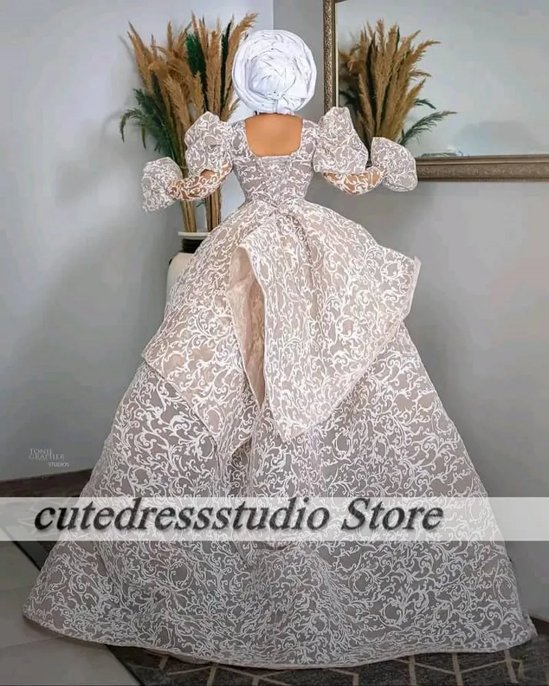 Vintage Aso Ebi Vestidos De Fiesta Elegantes 2024 Lace Evening Gowns Long Sleeves Detachable Train Afrcian Mermaid Party Dress