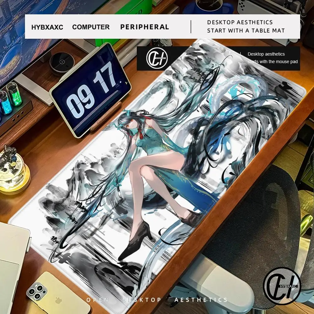 Mauspad, Anime-Mädchen, Kawaii, Arknights, schwarz-weiß, Tastaturpad, Laptop, Dragon Dusk, Schreibtisch-Mauspad, PC, HYBXAXC, Schrank-Mauspad