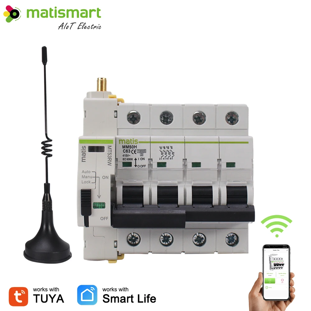 Matismart Tuya Rccb Smart Life AC Remote Control Circuit Breaker MT53RW