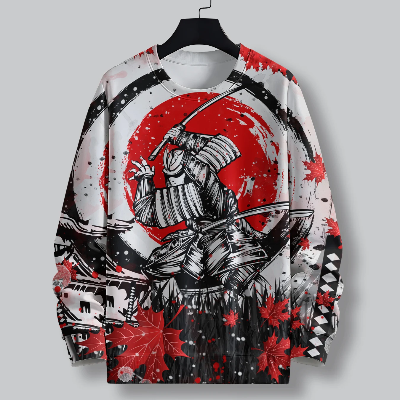 MSIEESO Japanese Sakura Warrior Printed Sweatshirt Men Women Sportshirt Long Sleeve Fashion Sweater Male Crew Neck Pullovers