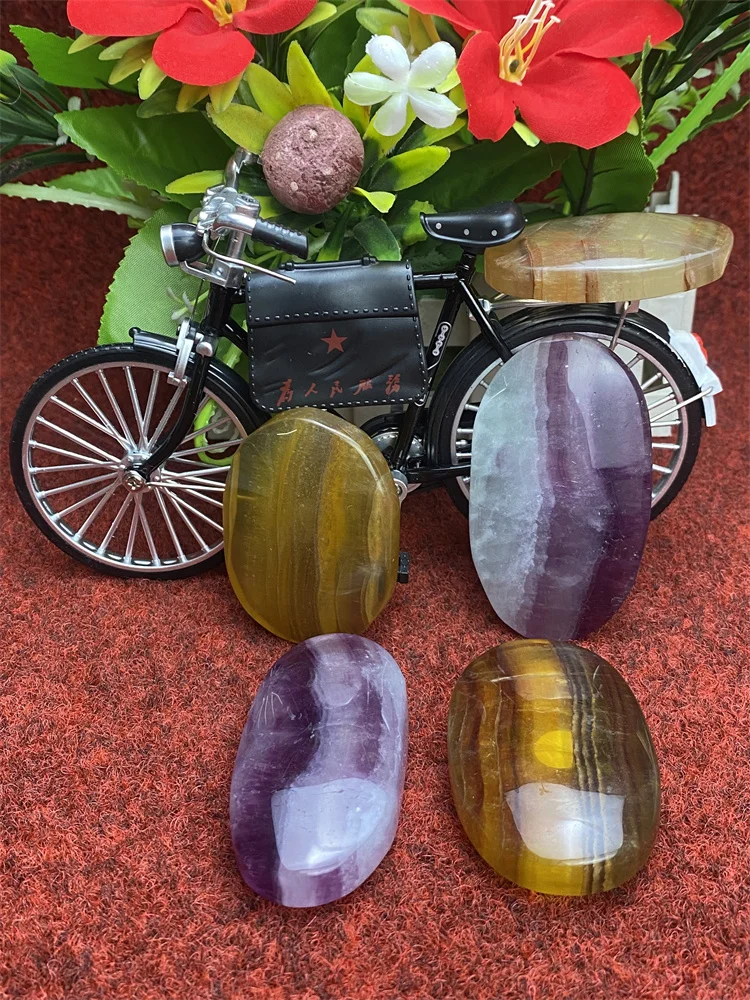 

Room Decor 1pc Natural Mineral Fluorite Oval Play Healing Reiki Ore Specimen Holiday Gift Office Crystals Home Decoration Witchc