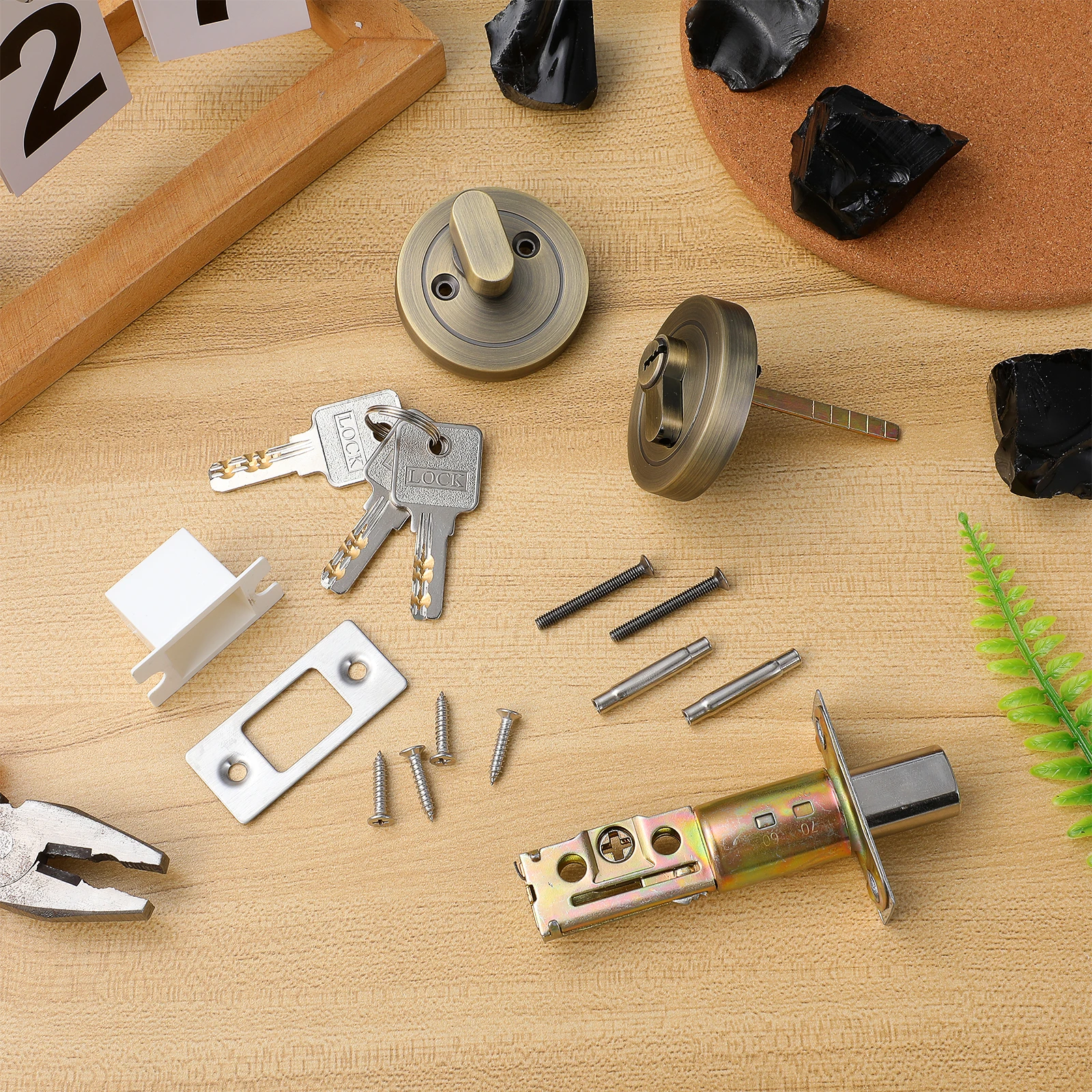 Deurslot met enkele cilinder nachtschoot, zinklegering, sleutel voor toegang tot de slaapkamer, veiligheidsgrendelslot met glad oppervlak