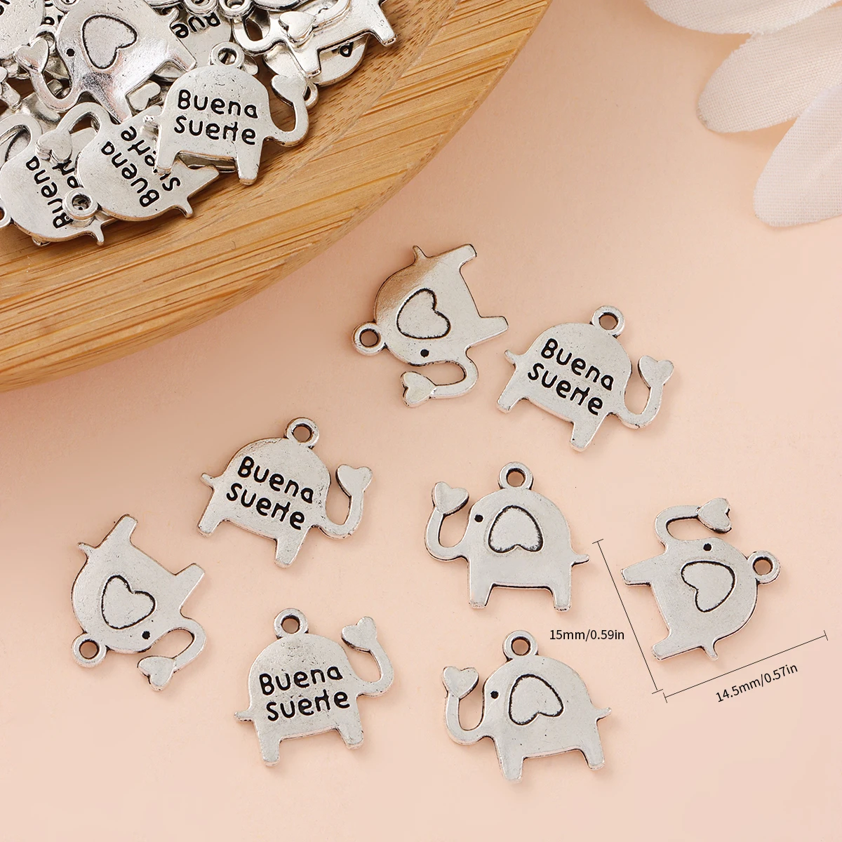 100pcs Cute Alloy Retro Good Luck Elephant Pendant Handmade DIY Bag Chain Necklace Bracelet Keychain Accessories