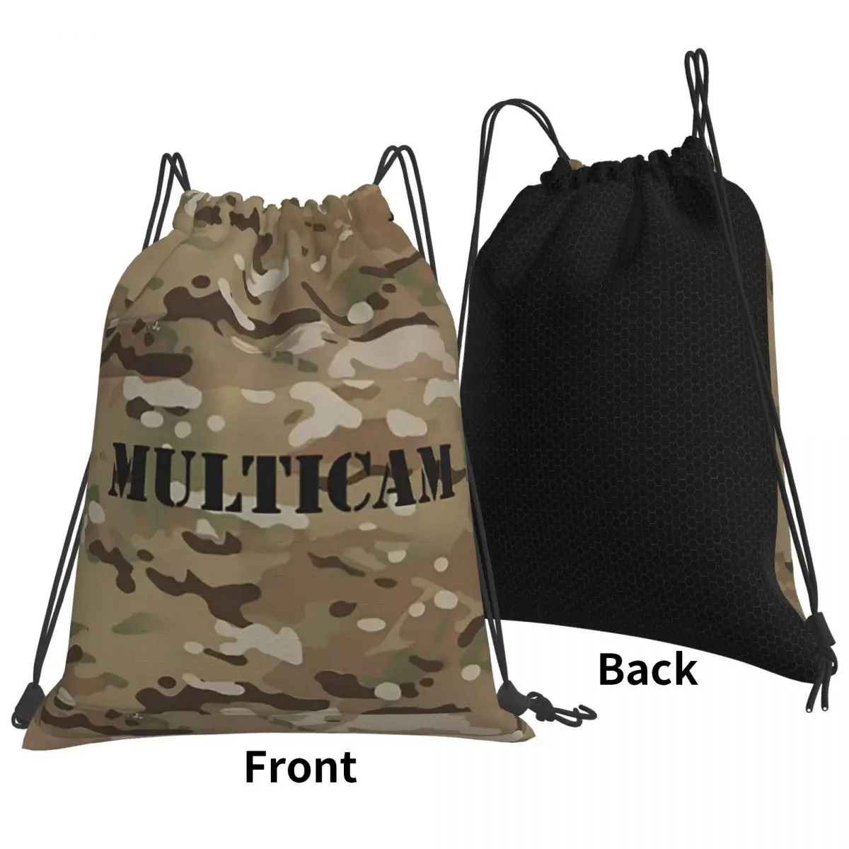 Multicam Military Trout Camo Backpacks Portable Drawstring Bags Sports Bag Book Bags for Man Woman Students