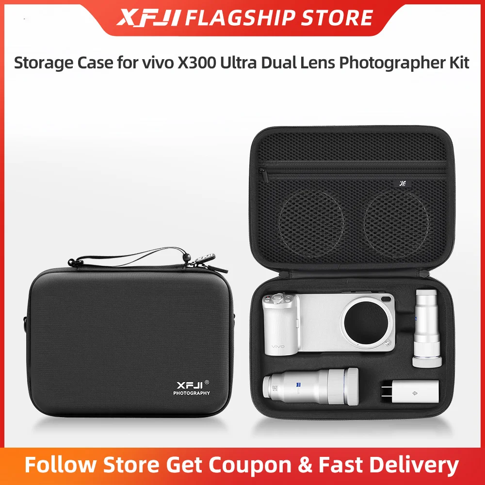 XFJI Storage Bag Case Drop-resistant Hard Shell Handbag for vivo X500 Pro Max/X300 Ultra G2 Dual Lens Teleconverter Accessories