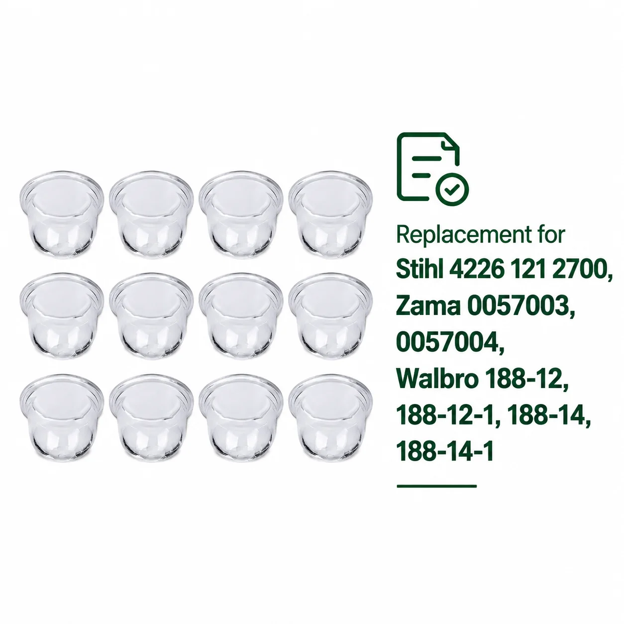 12pcs Primer Bulb For Stihl 4226 121 2700 Zama 0057003 0057004 Walbro 188-12/12-1/14/14-1 Chainsaw Brushcutter Purge Fuel Bulb