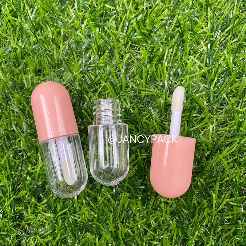 3ml Mini Cosmetic Cute Pill Shape Lip Gloss Container Empty Small Capsule Bottle Lipgloss Packaging Tube with Wands