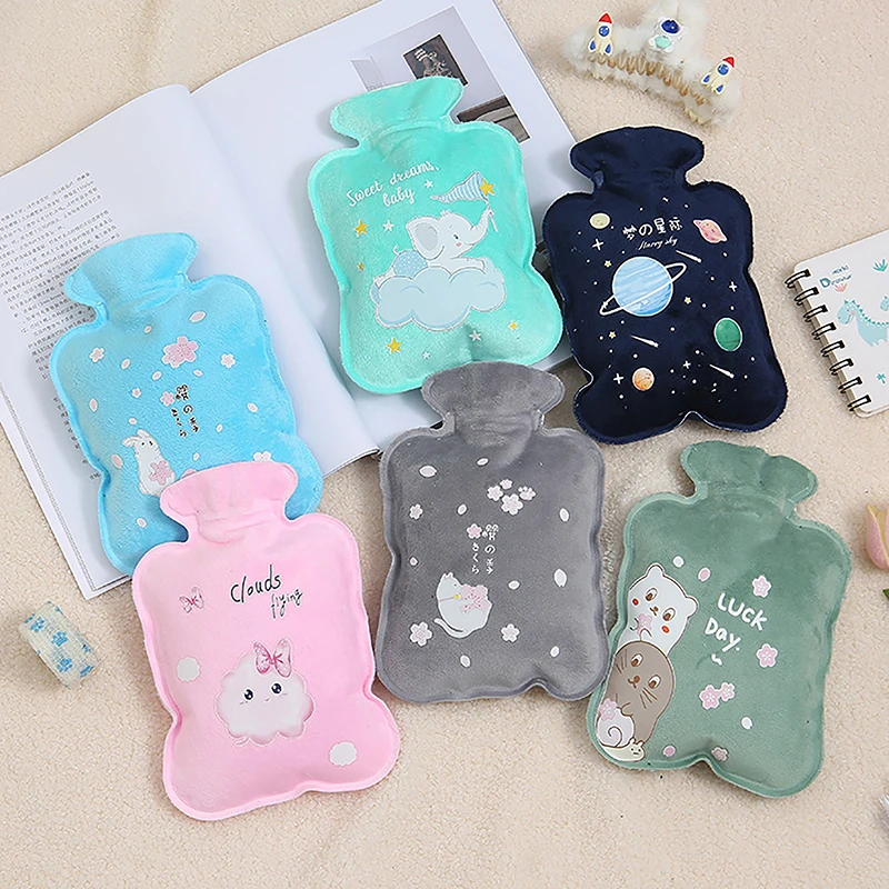 1PC Cartoon Plush Cloth Hot Water Bag Portable Water-filling Hot Water Bottle Hand Warmer Hand Feet Hot Water Bottle Bags PVC