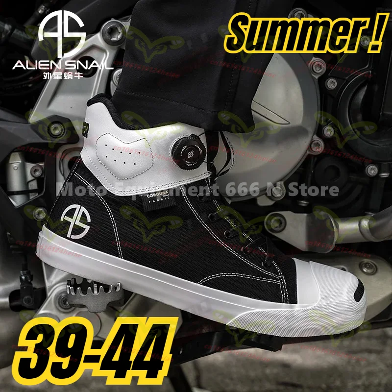 

Alien Snail Summer Men Retro Motorcycle Riding Shoes Slip Resistant Durable Casual Commuter Boots Motorbike Shoes