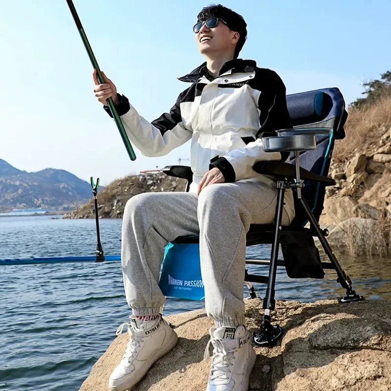 European Reclining Fishing Chair, Multi-Function Portable Seat with All-Terrain Legs, Lightweight for Outdoor Adventures