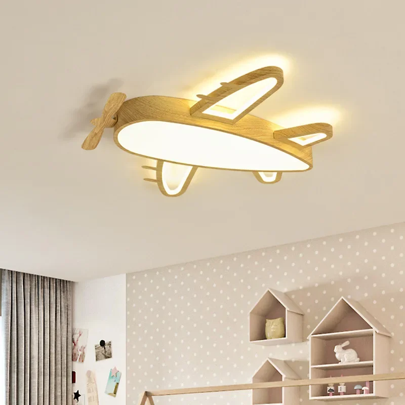 2025 Airplane Lamp Children's Room Ceiling Lamps Solid Wood Textured Wrought Iron Light Nordic Boy And Girl Bedroom Ceiling Ligh