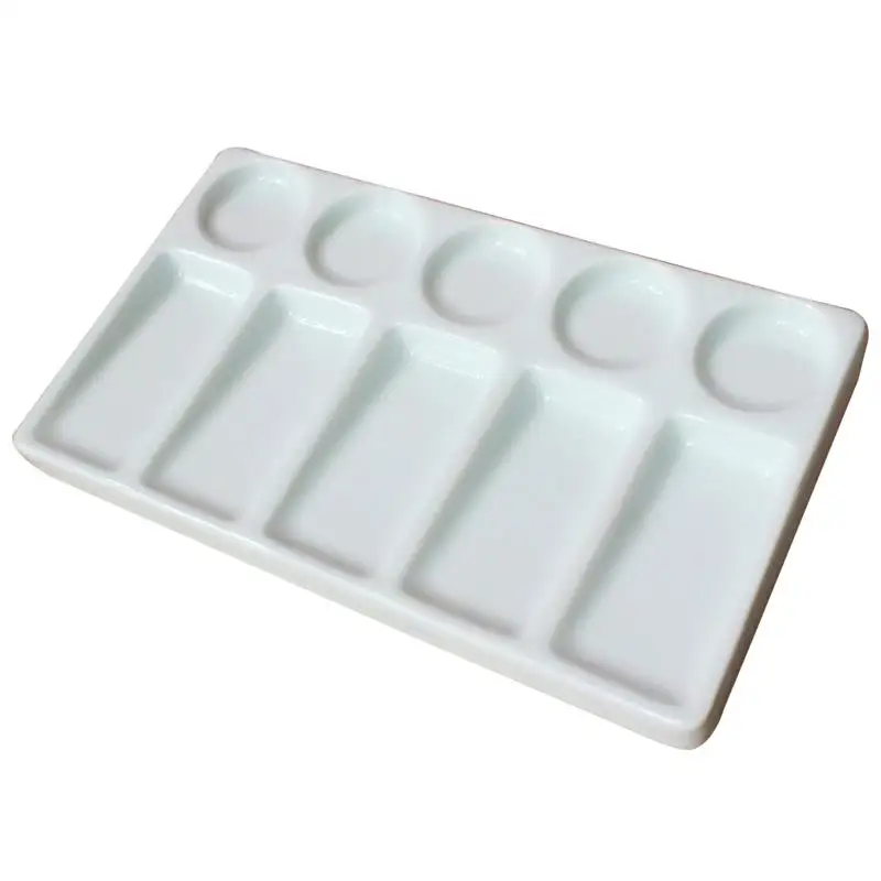 10 -Well Procelain Palette Rectangle Tray Rectangular Ceramic Oil Watercolor Craft Projects Fun Parties Events