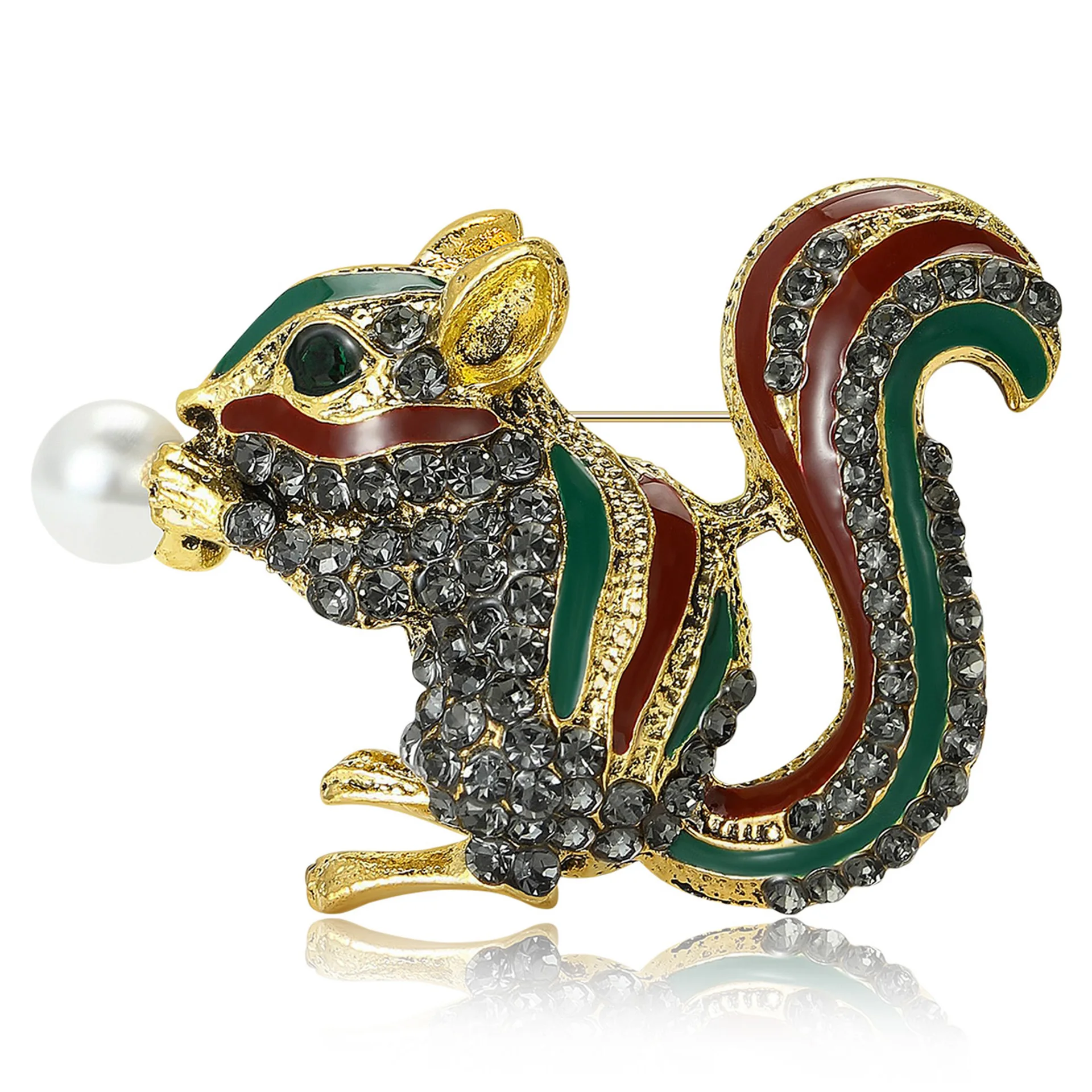 

Fashionable Cartoon Rhinestone Squirrel Brooch, Exquisite And Cute Men's And Women's Suit Cardigan Pins, Party Gift Accessories
