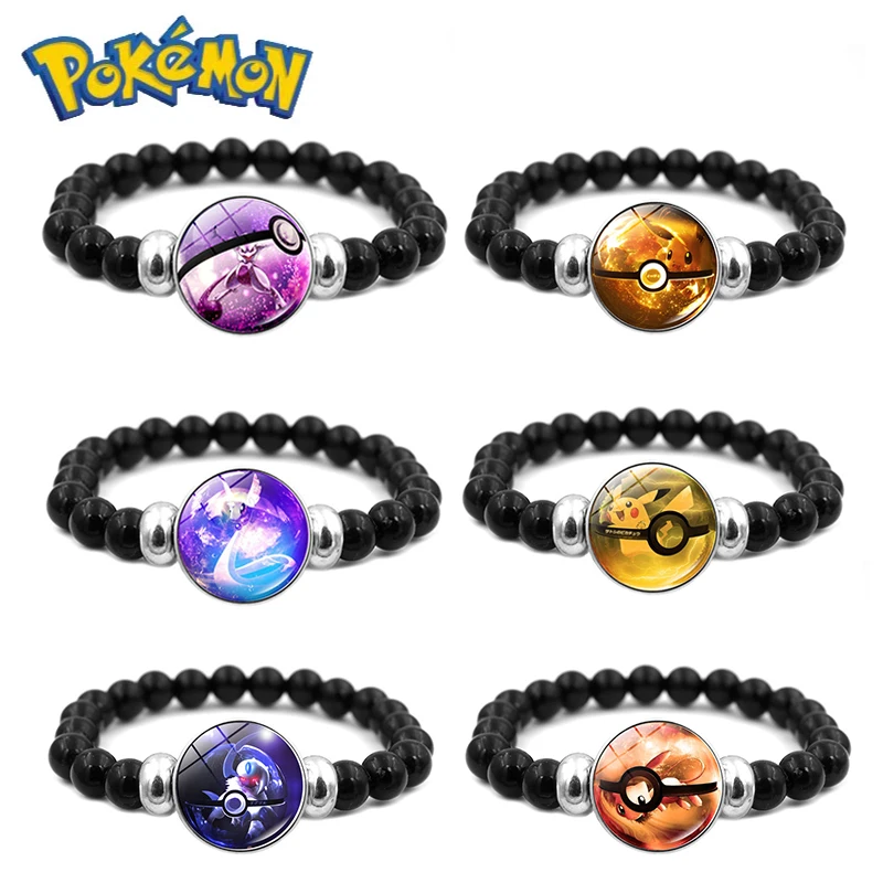 Anime Pokemon Pikachu Figures Bracelet Toys Kawaii Cartoon Woven Bracelet Cosplay Accessories Fashion Kids Boys Girl Gifts